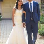 Fit and flare wedding gown in ivory colour